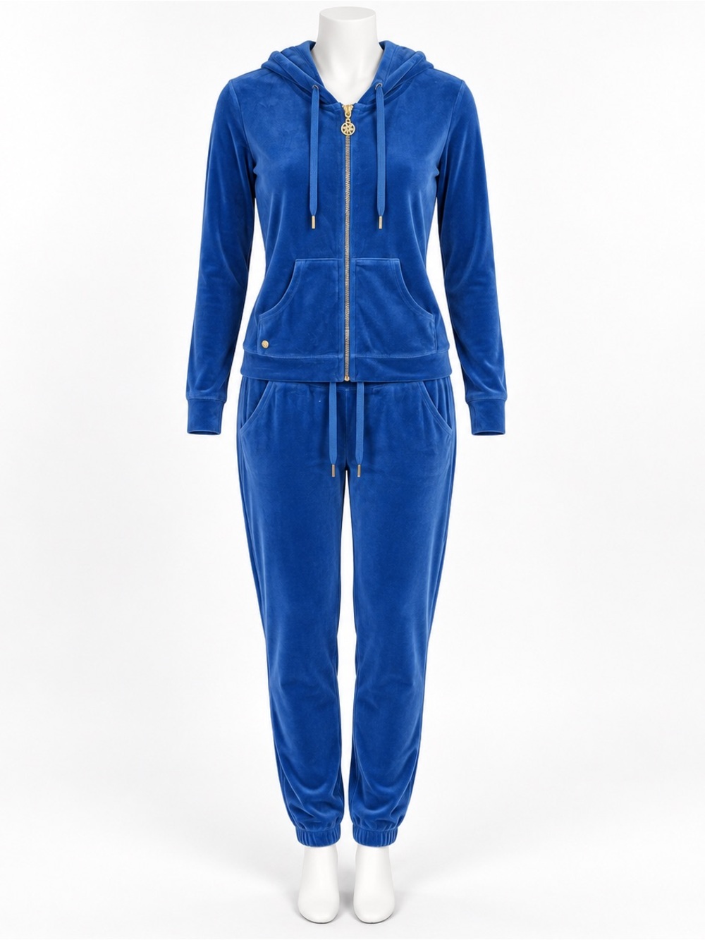 Lilly Pulitzer Women XS Blue Velour Tracksuit Hoodie Pants 2 Pc Set Casual Trave
